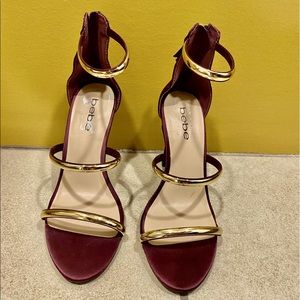 BeBe Burgundy Satin Heels